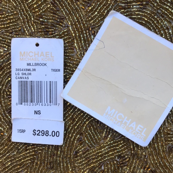 Michael Kors Millbrook Canvas Tiger Shoulder Bag Purse - Picture 13 of 15